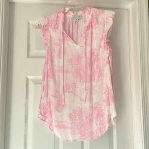 Pink and white blouse/women’s top sz M